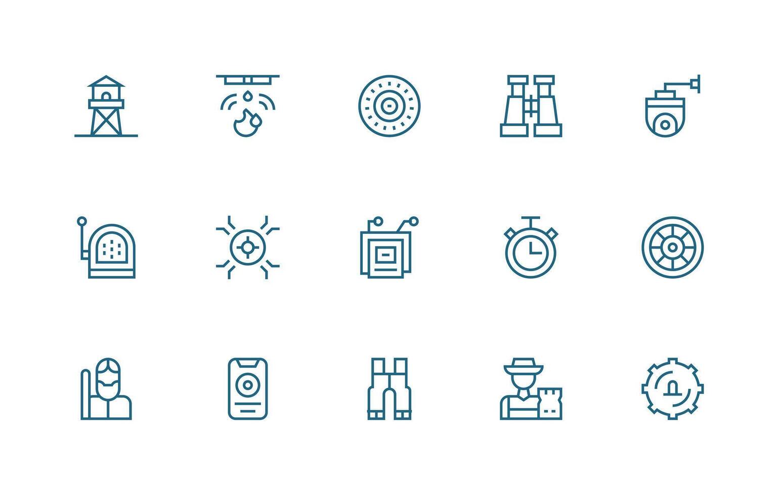 Monitoring Visual Pack containing 15 Regular Line Icons Clean Icon Collection for Web Use vector