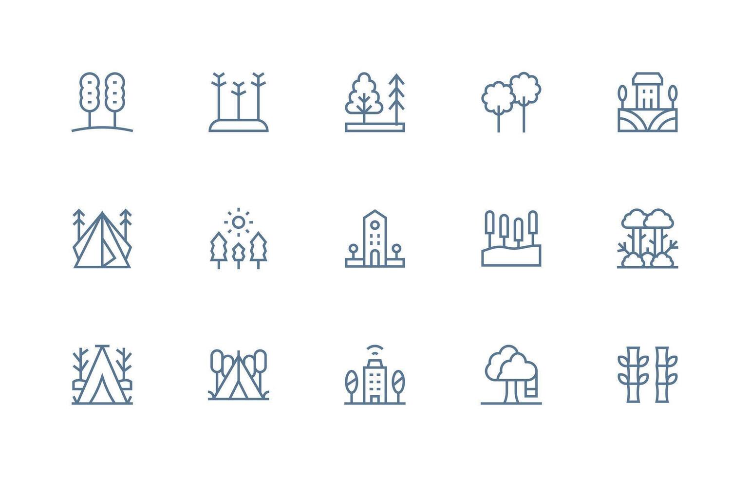 arboles icono conjunto con 15 regular línea gráficos rápido acceso íconos para ui desarrollo vector
