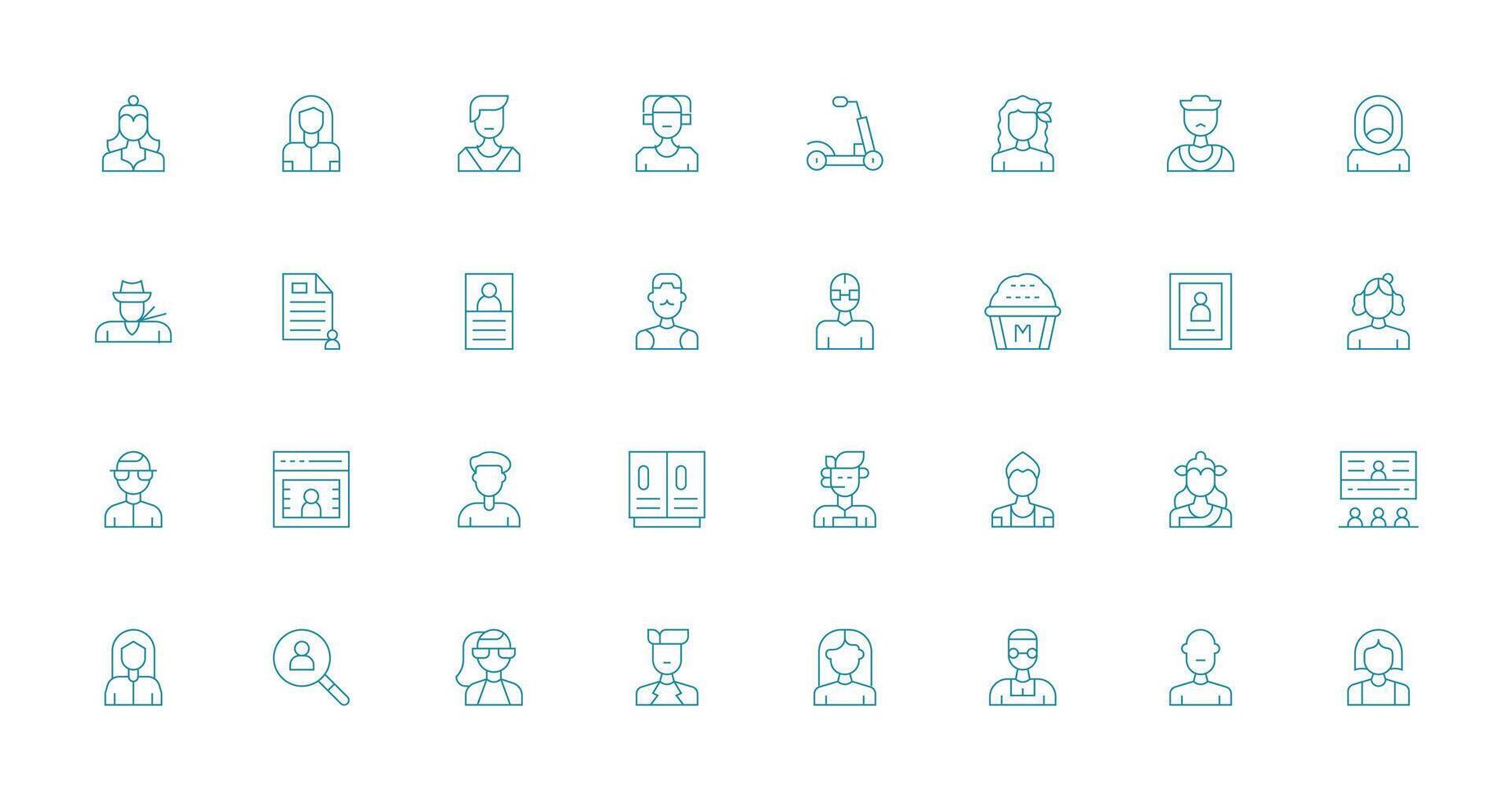 32 Thin Line Icons for Individual Graphics Responsive Icon Set for Flexible Layouts vector