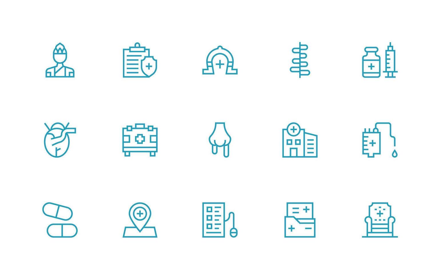 15 Regular Line Vectors for Physician Theme Multi-Purpose Icon Set