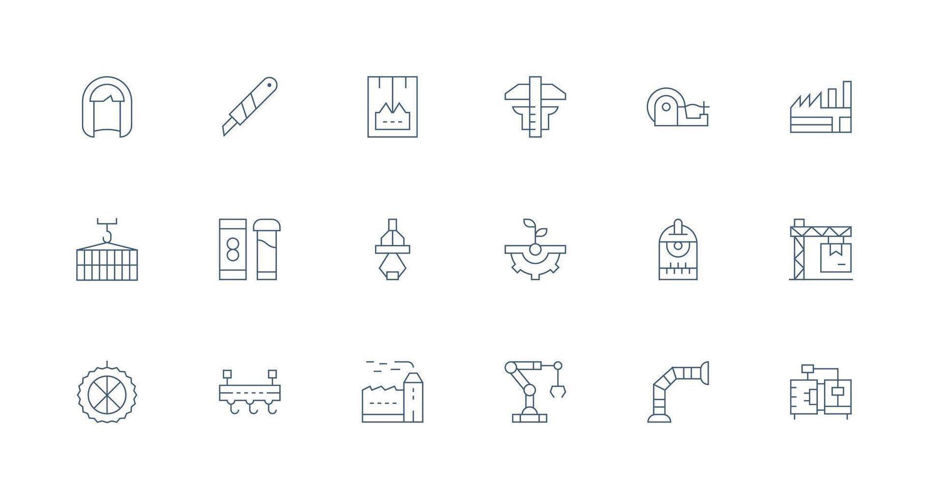 18 Minimal Line Style Icons from Manufacturing Collection Clean Icon Set Icon Pack for UI Projects vector