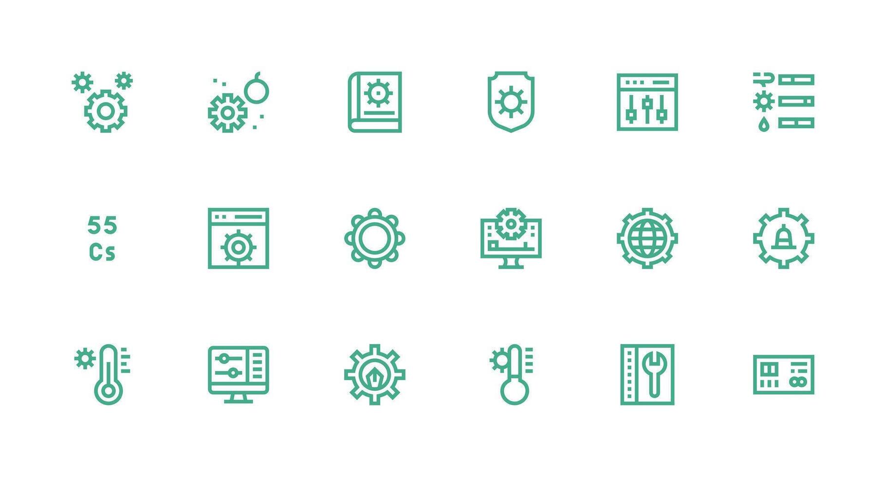 18 Strong Stroke Line Icons for Parameters Graphics Core Icon Collection for Daily Tasks vector