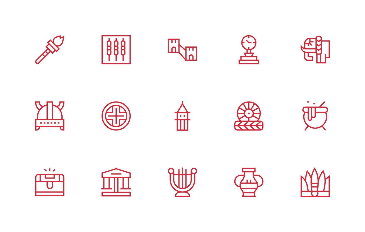 15 Ancient Icons in Regular Line Aesthetic Essential Icons for Rapid UI Building vector