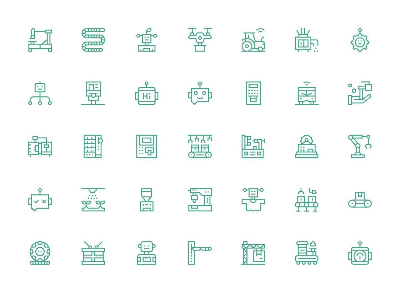 35 Regular Clean Line Style Icons from Automated Collection Balanced Icon Set for Functional Design vector