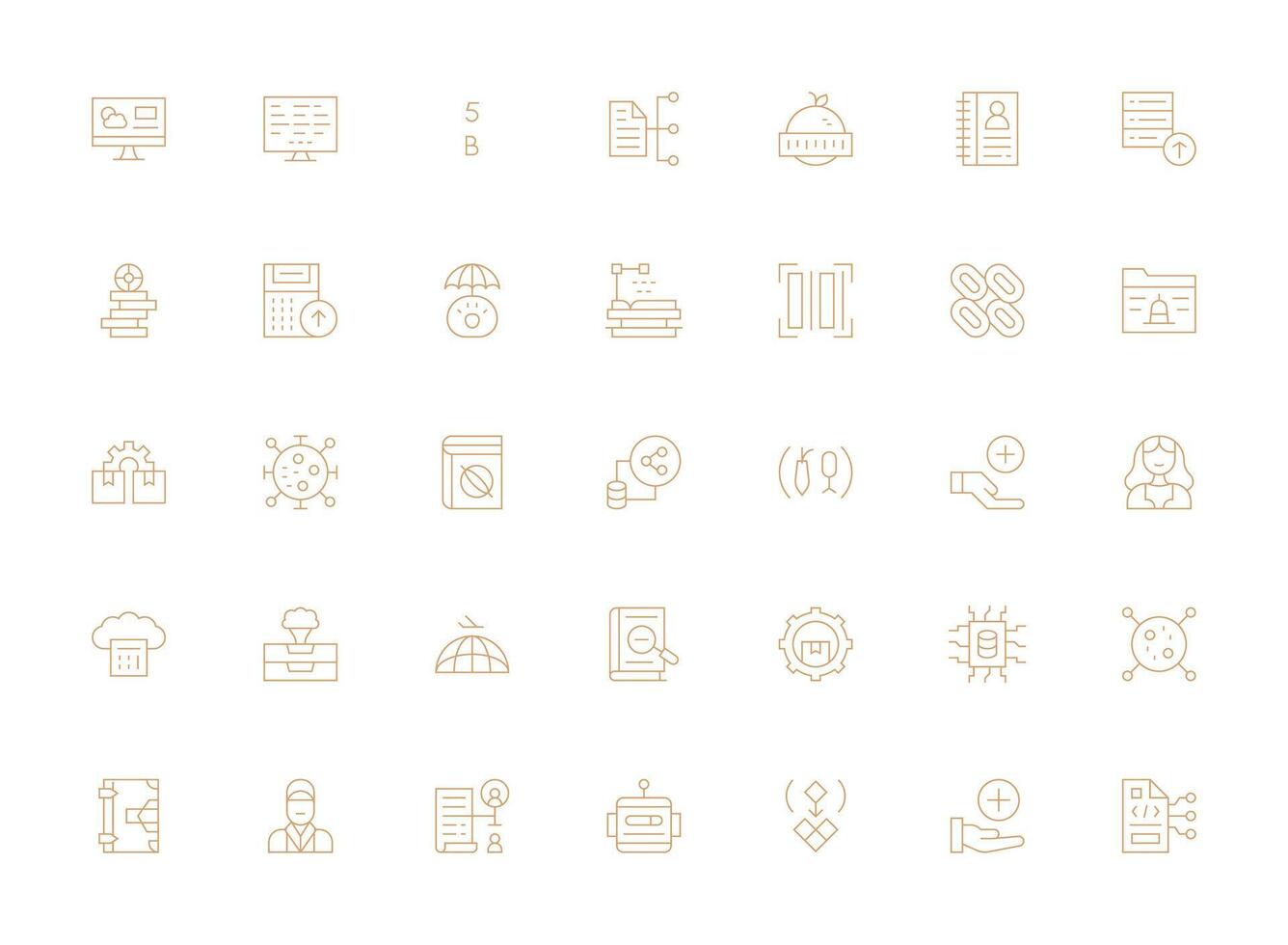 35 Icons for Database in Light Line Format Icon Pack for UI vector
