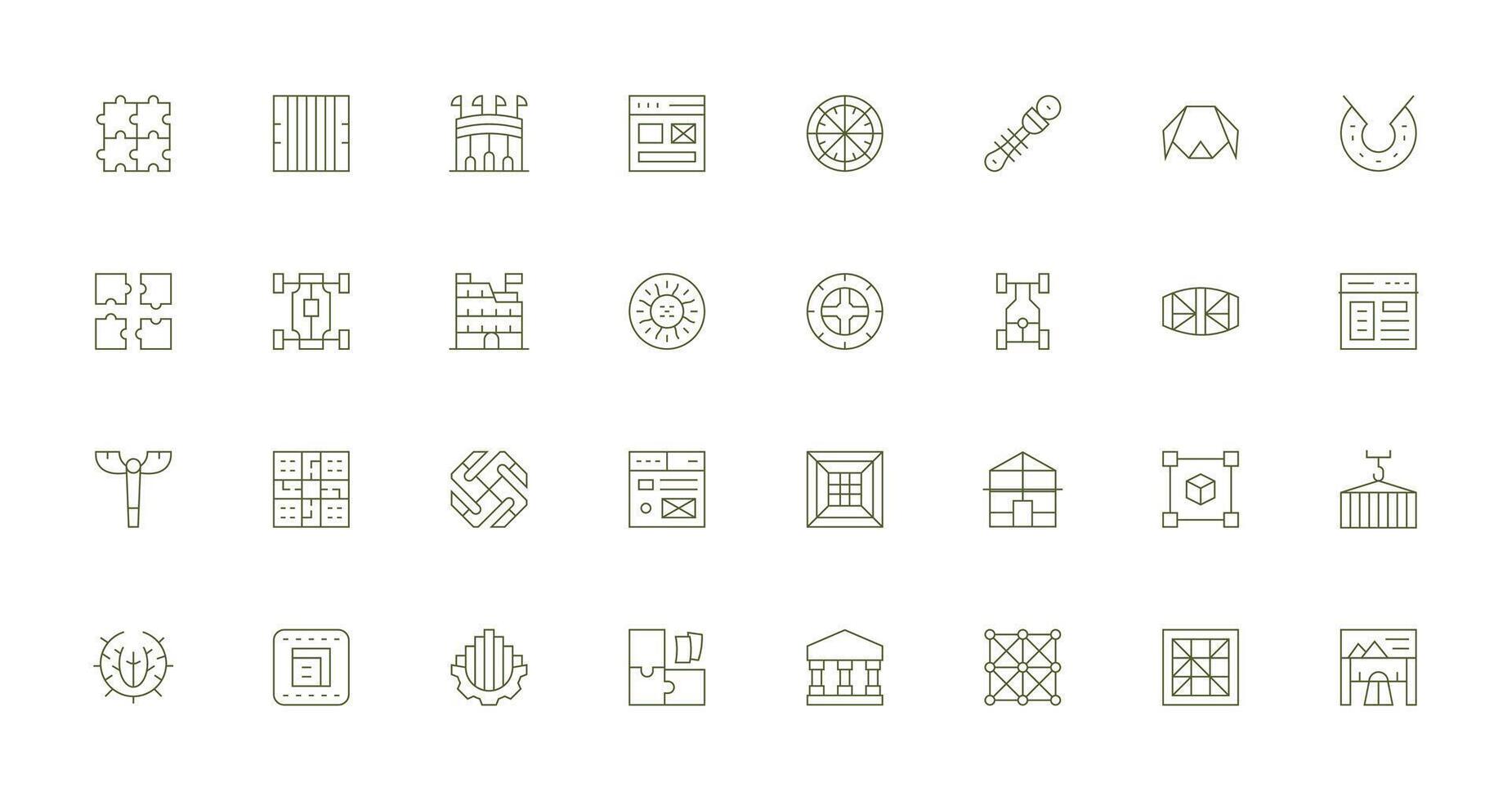 Framework Icon Collection with 32 Thin Line Designs Universal Icon Pack vector