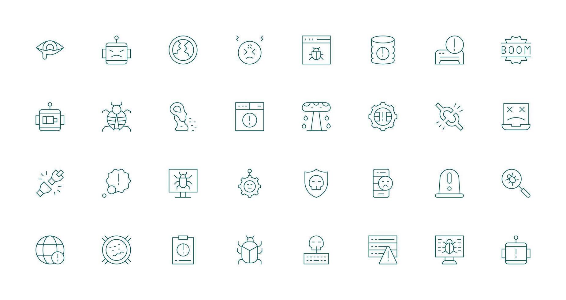 32 Malfunction Icons in Thin Line Aesthetic Quick Access Icons for UI Development vector