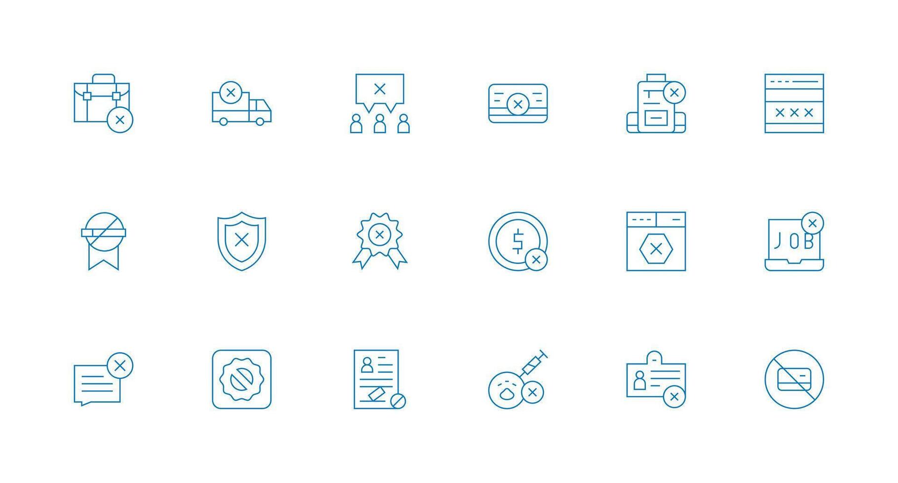 Denied Icon Collection with 18 Minimal Line Designs Flexible Icon System for Web Interfaces vector