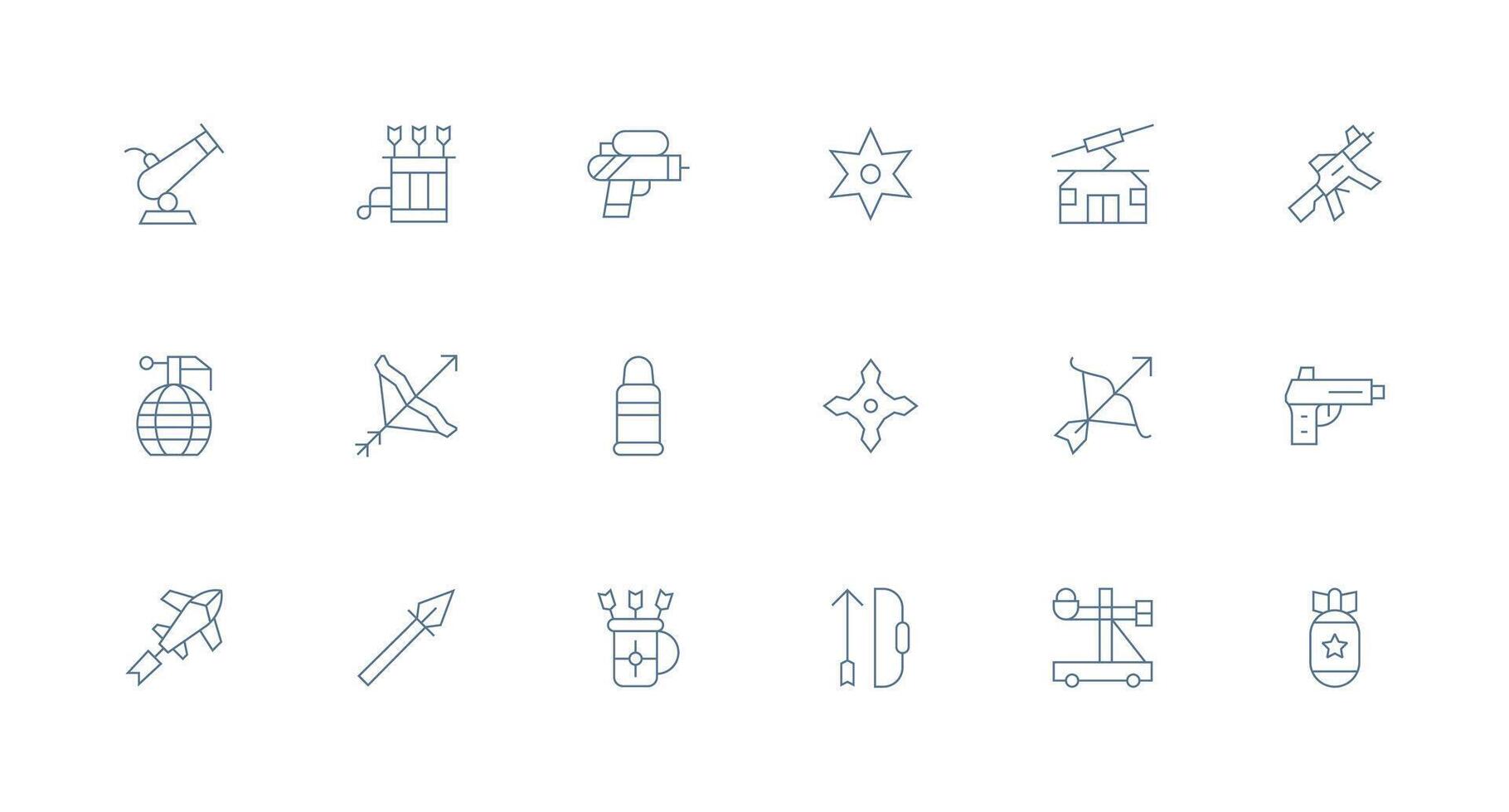 Projectile including 18 Minimal Line Illustrations Reliable Icons for All Interfaces vector
