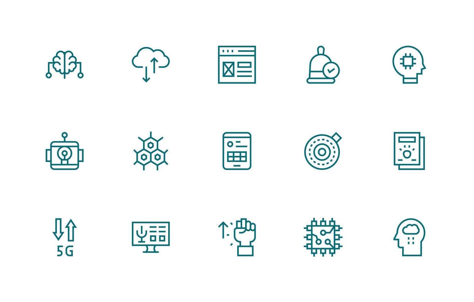 Digital Icon Collection with 15 Regular Line Designs Reusable Icon Set vector