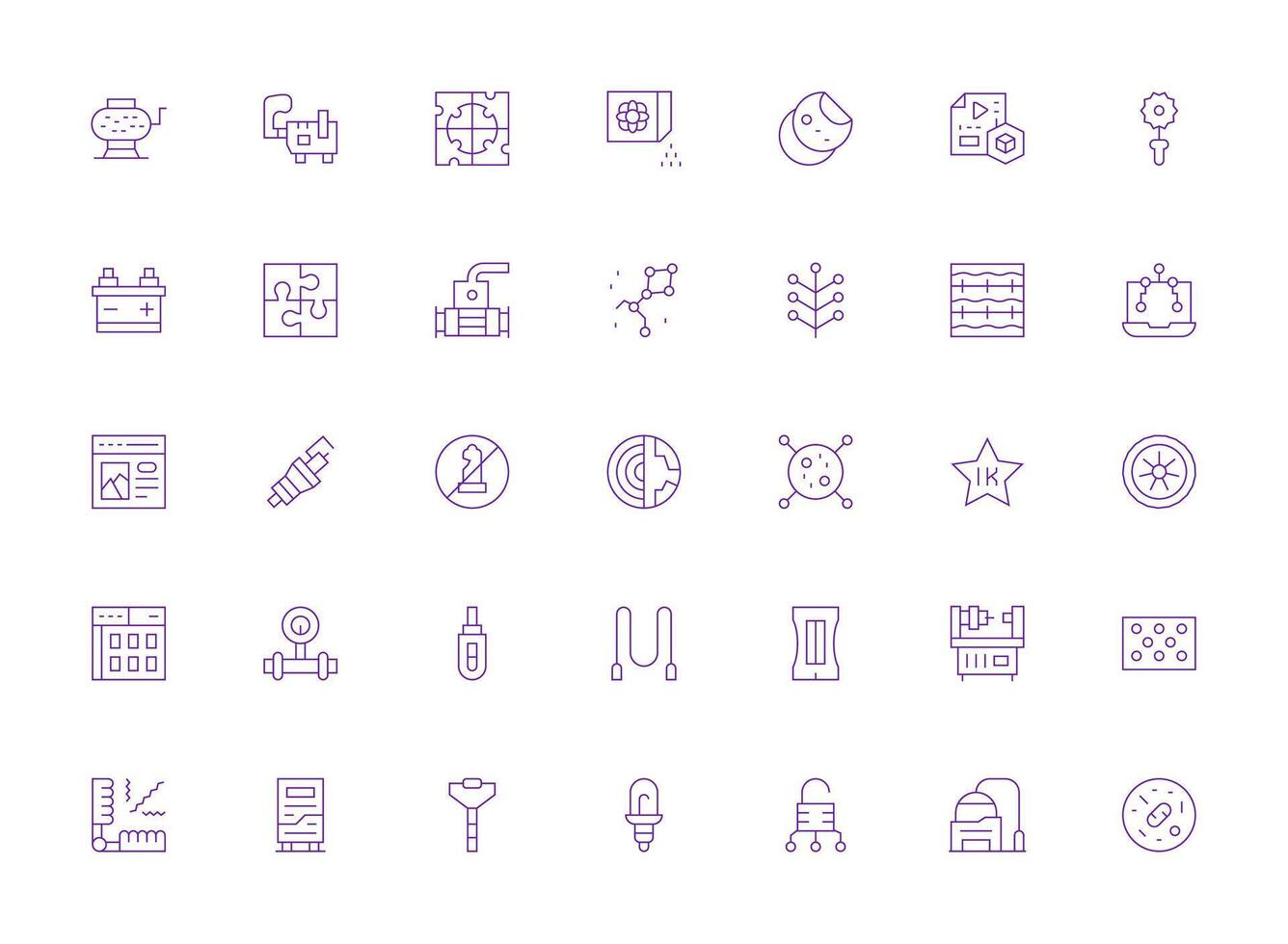 35 Icons for Component in Light Line Format Neat Icon Set vector