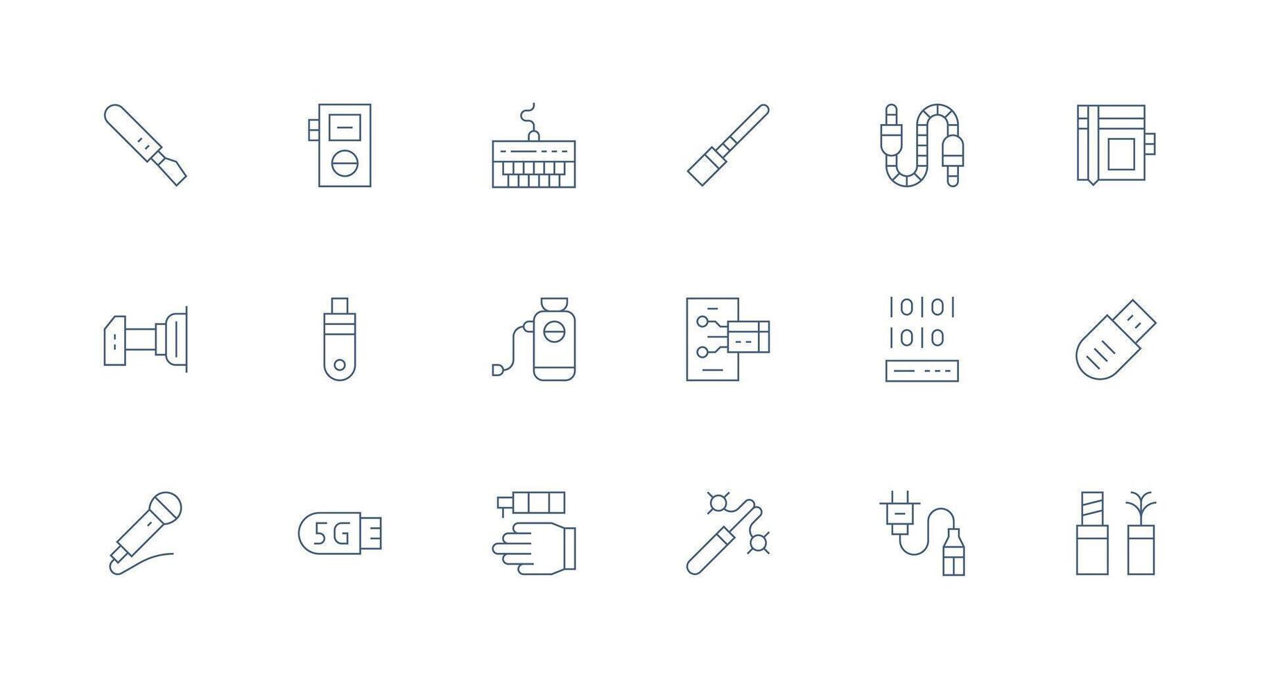 18 Icons for Usb in Minimal Line Format Essential Icons for Rapid UI Building vector