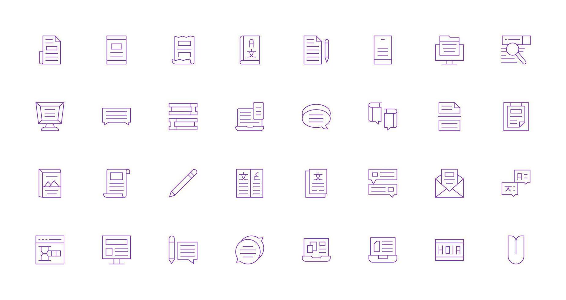 Text Set with 32 Thin Line Icons Creative Icon Set vector