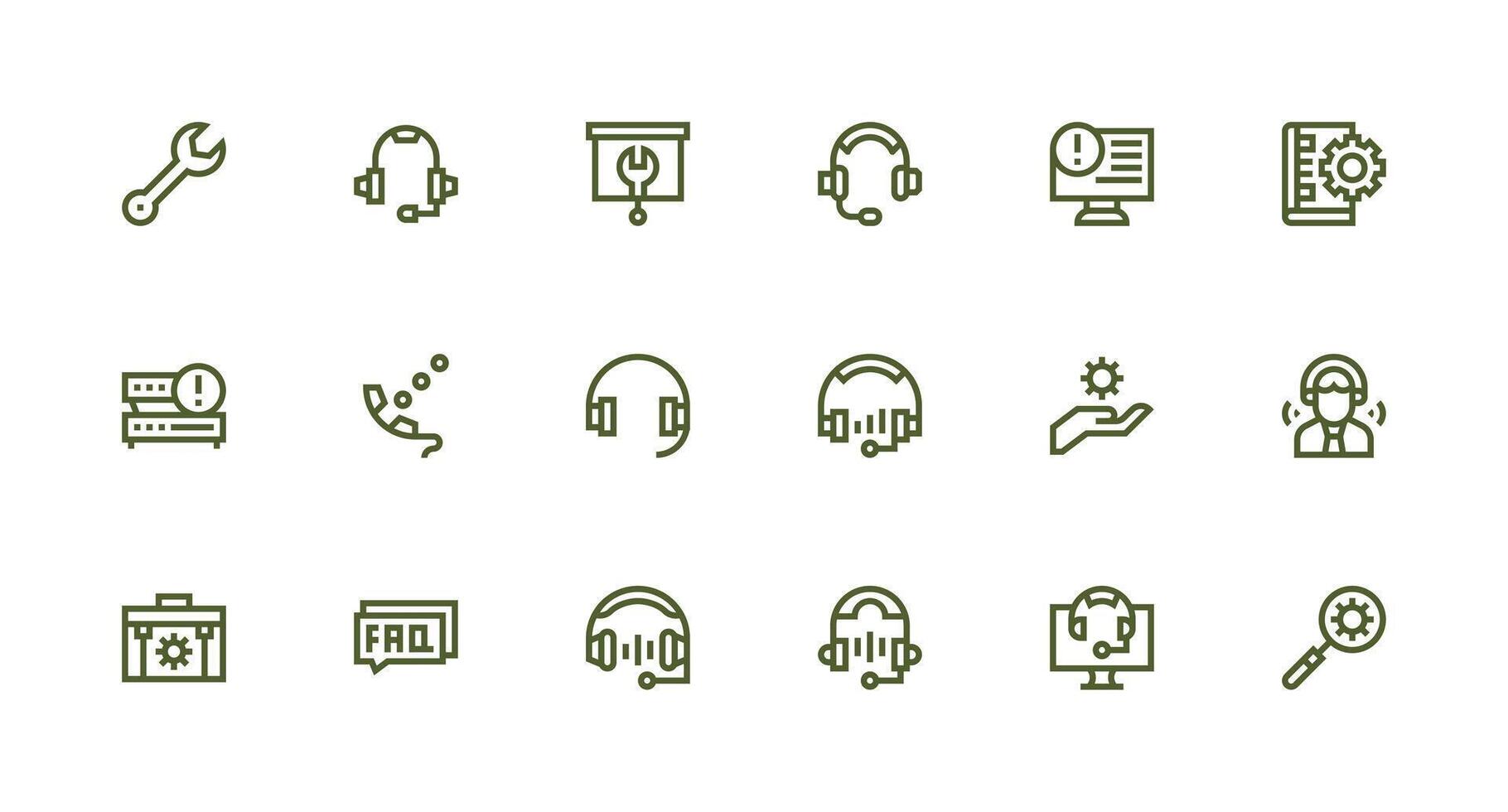 Strong Stroke Line Icons from Technical Support Set with 18 Vectors Icon Set for Web