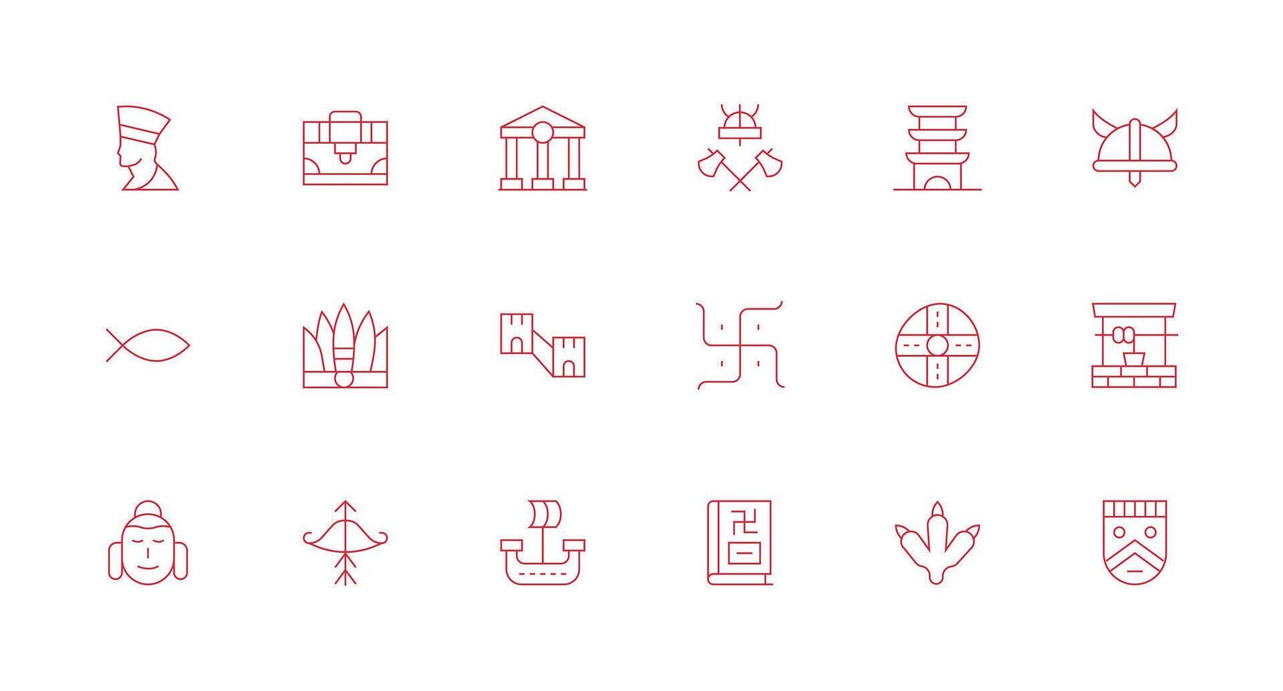 Minimal Line Icons from Ancient Set with 18 Vectors Clear and Concise Icon Set Collection