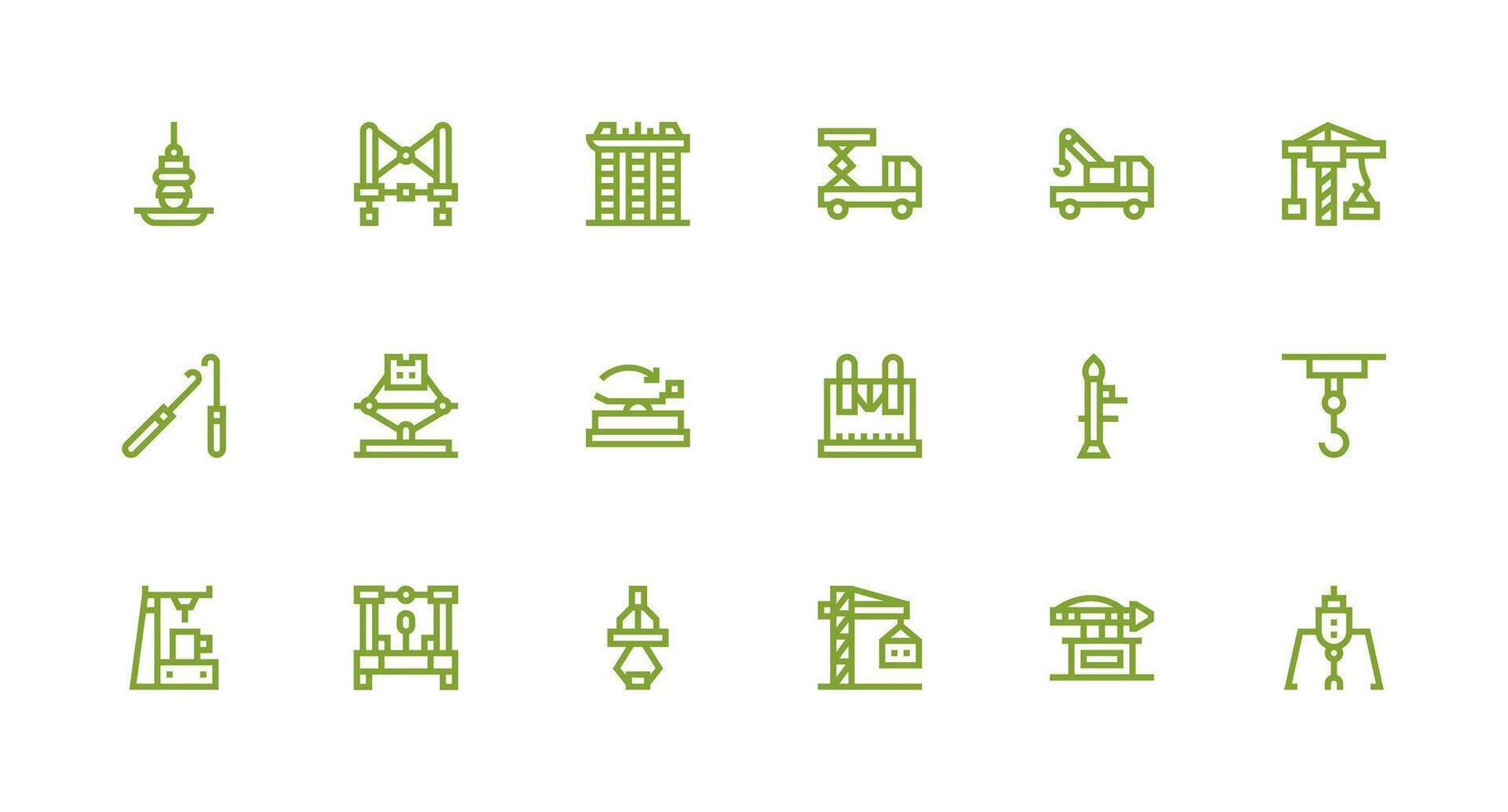 Strong Stroke Line Icons from Crane Set with 18 Vectors Web and App Icon Pack Collection