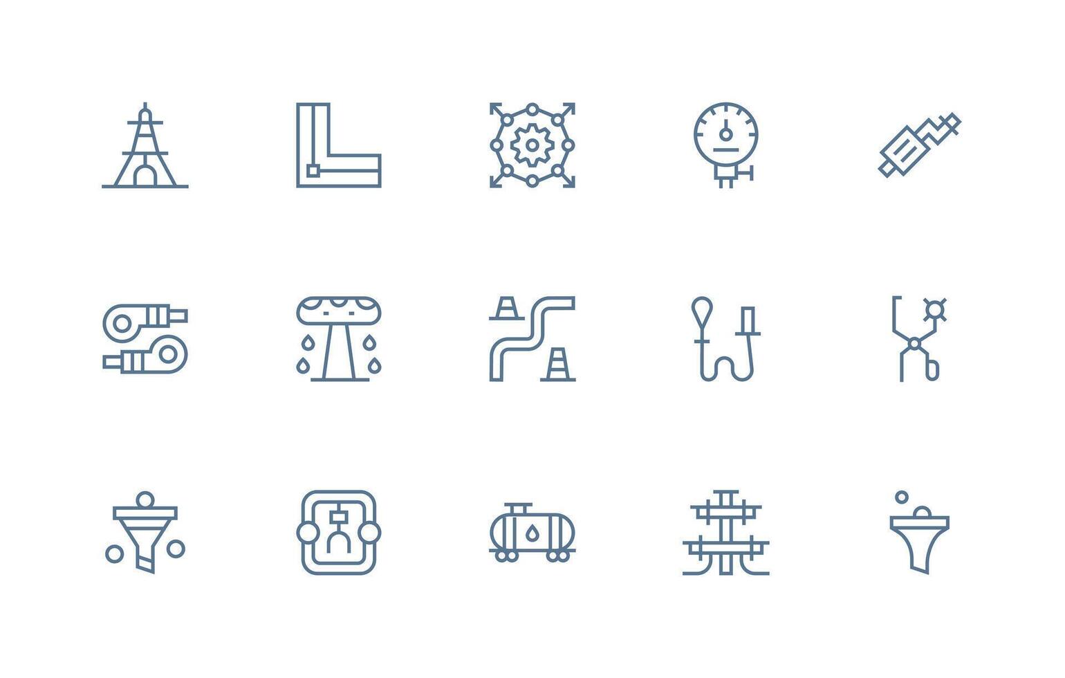 Pipeline Icon Collection with 15 Regular Line Designs General Use Icon Pack vector