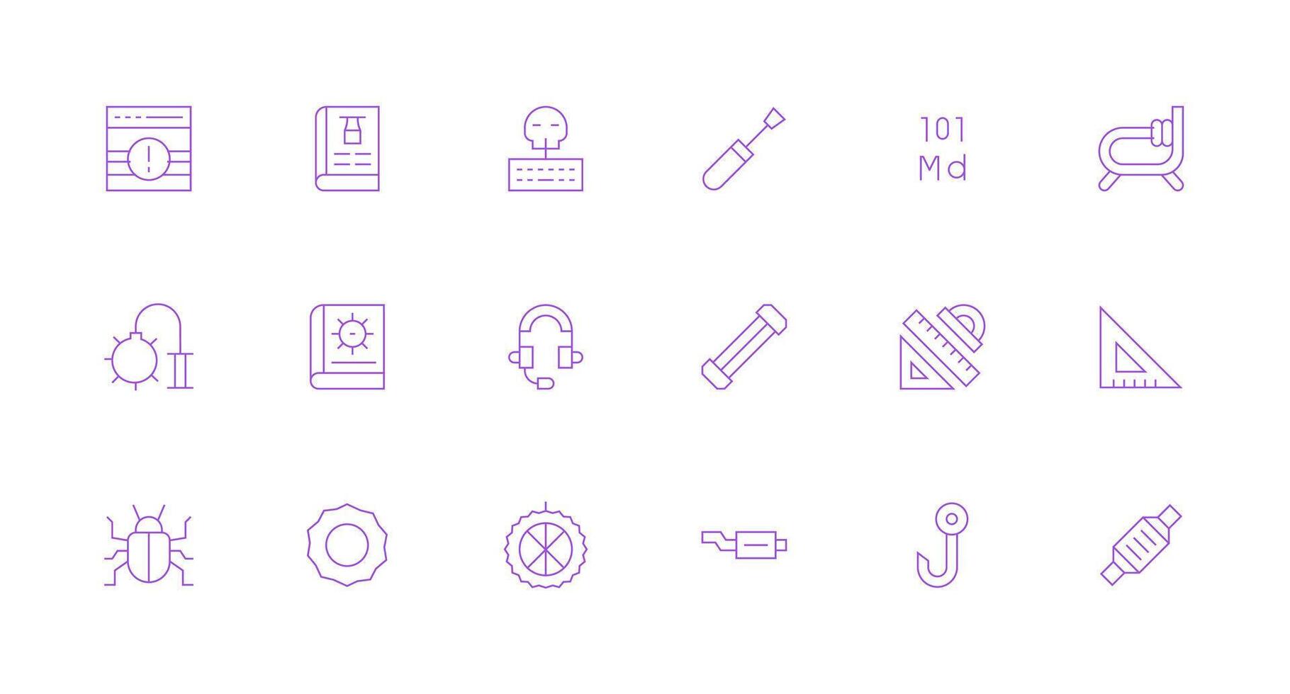 Technical Visual Pack containing 18 Minimal Line Icons Icon Pack for Various Themes vector