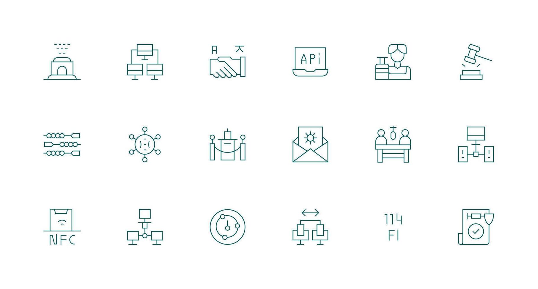 protocolo incluso 18 mínimo línea ilustraciones ui y ux enfocado icono colección vector