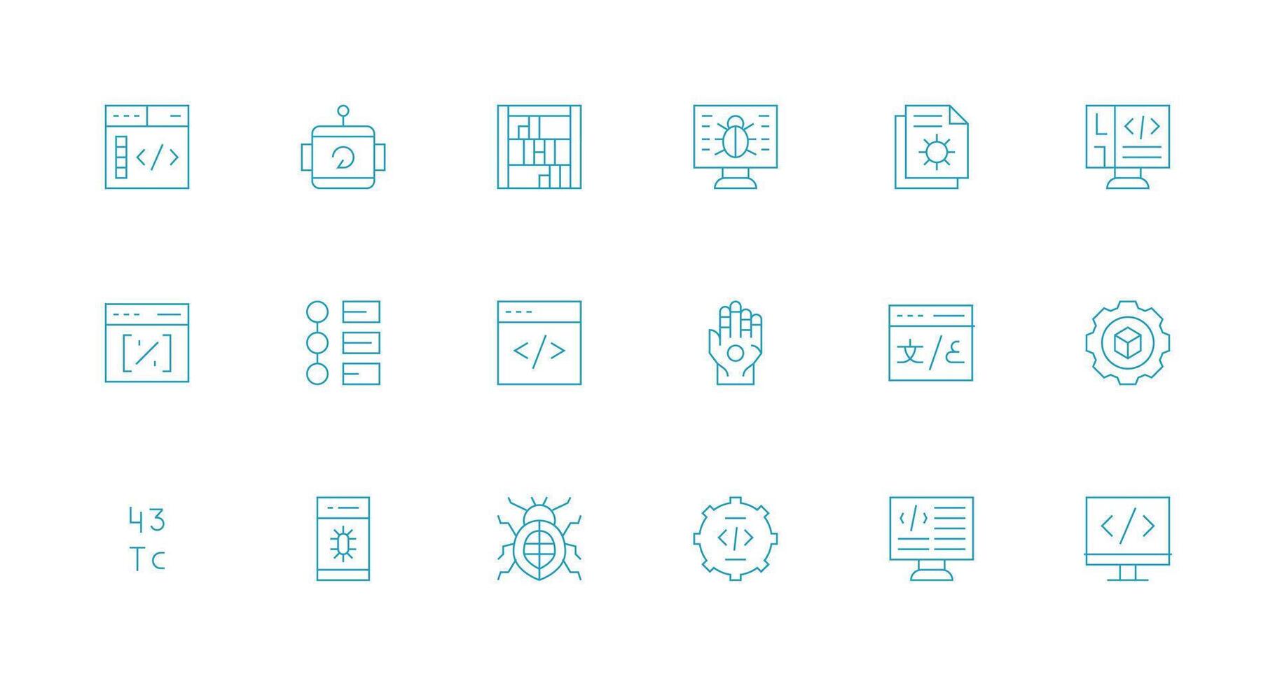 Programming Set with 18 Minimal Line Icons Icon Set for Web vector