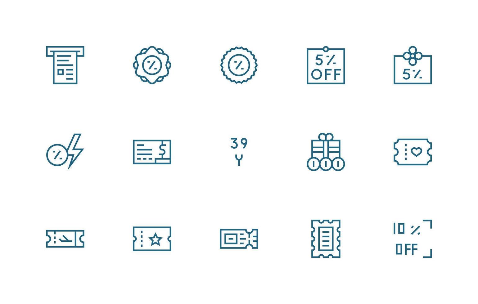 15 Icons for Voucher in Regular Line Format Simple Icon Pack vector