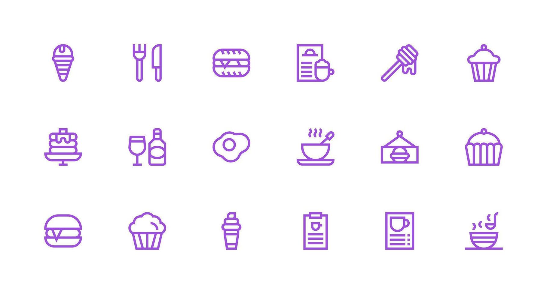 Strong Stroke Line Icons from Cafe Menu Set with 18 Vectors User Interface Icons for Digital Products