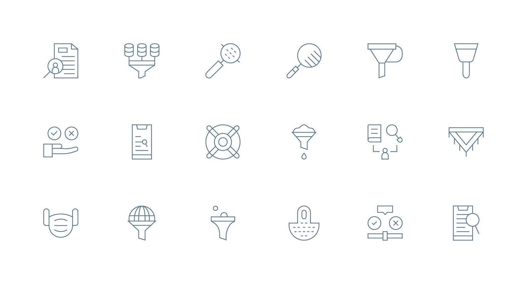 Filtering including 18 Minimal Line Illustrations All-Purpose Icon Design Pack vector