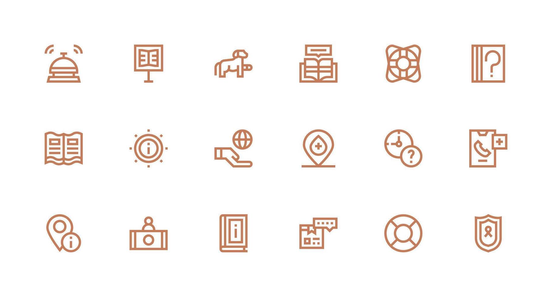 Help Set with 18 Strong Stroke Line Icons Flat Icon Set vector