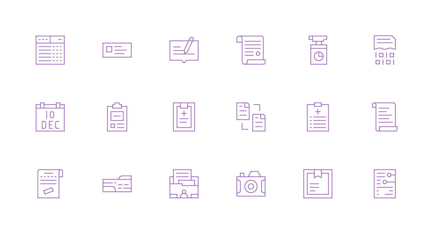 18 Record Icons in Minimal Line Aesthetic Neatly Designed Icons for Web Platforms vector