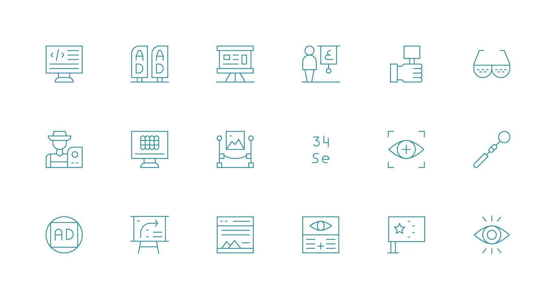 Visual Visual Pack containing 18 Minimal Line Icons Basic Icon Series vector