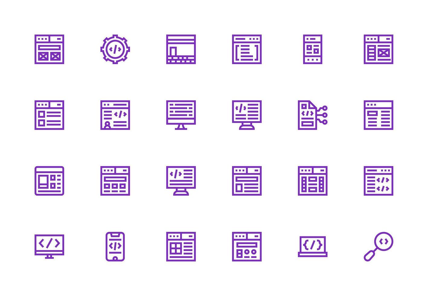 24 Thick Line Line Icons for Html Graphics Compact Icon Set vector