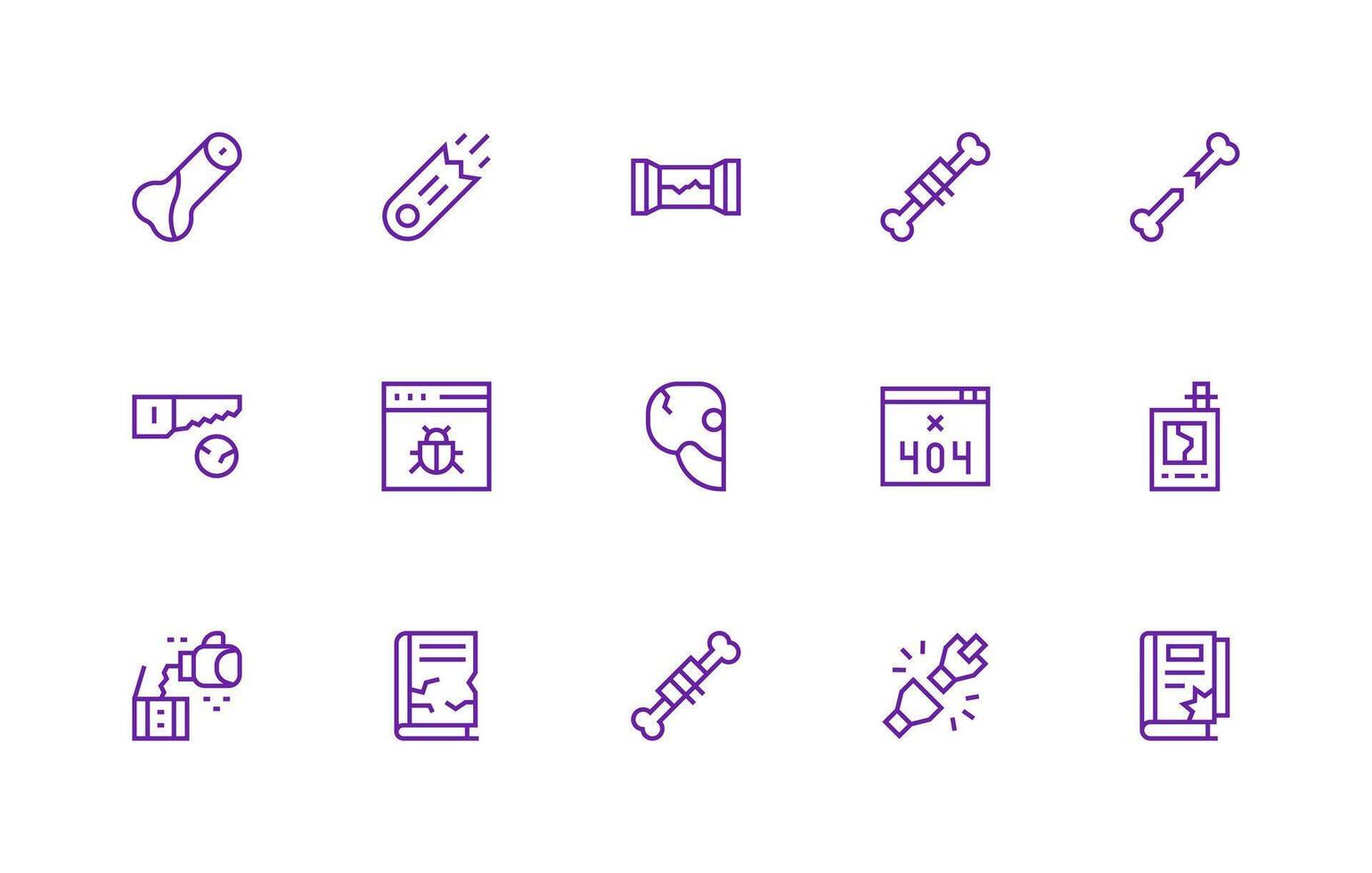 Regular Line Icons from Broken Set with 15 Vectors All Device Compatible Icon Set