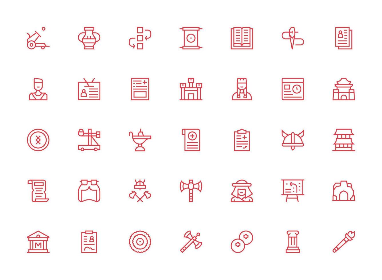 Regular Clean Line Icons from History Set with 35 Vectors Fully Editable Icon Set for Web