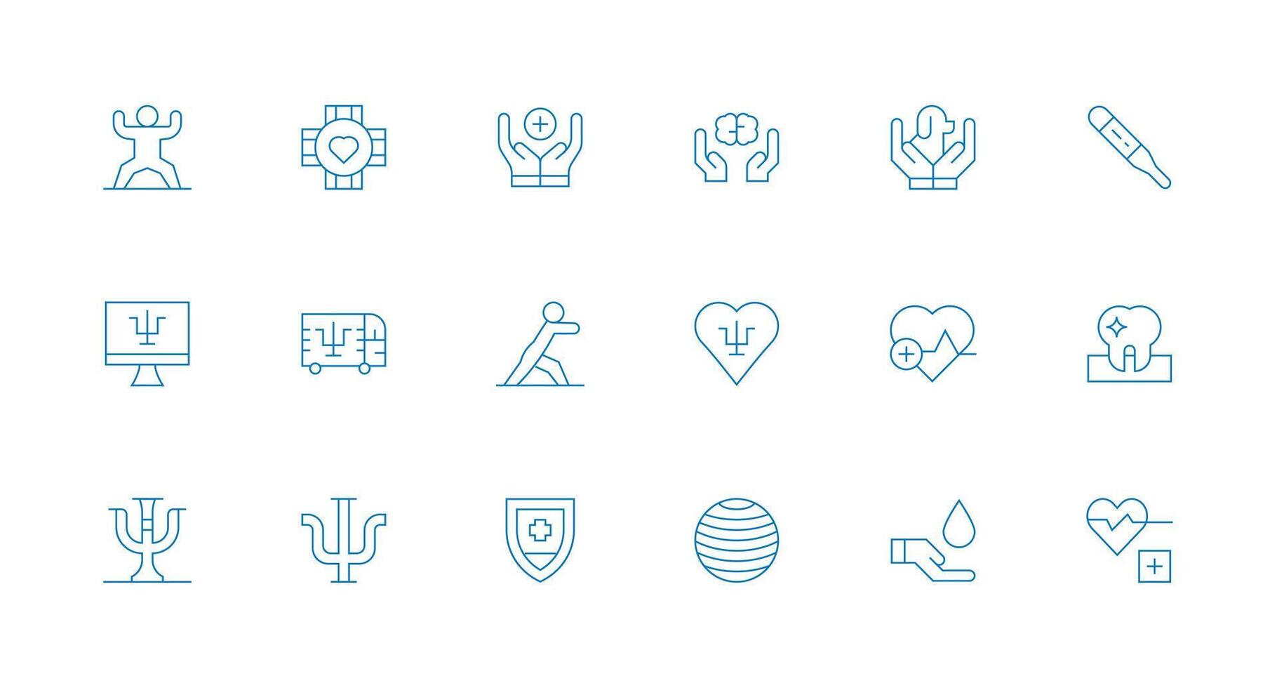Wellbeing Design Icons featuring 18 in Minimal Line Style UI Icon Set vector