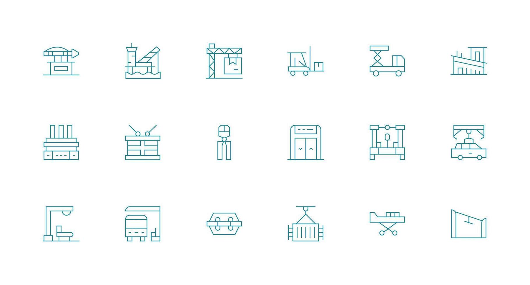 Unloading Visual Pack containing 18 Minimal Line Icons Icon Set for Web vector