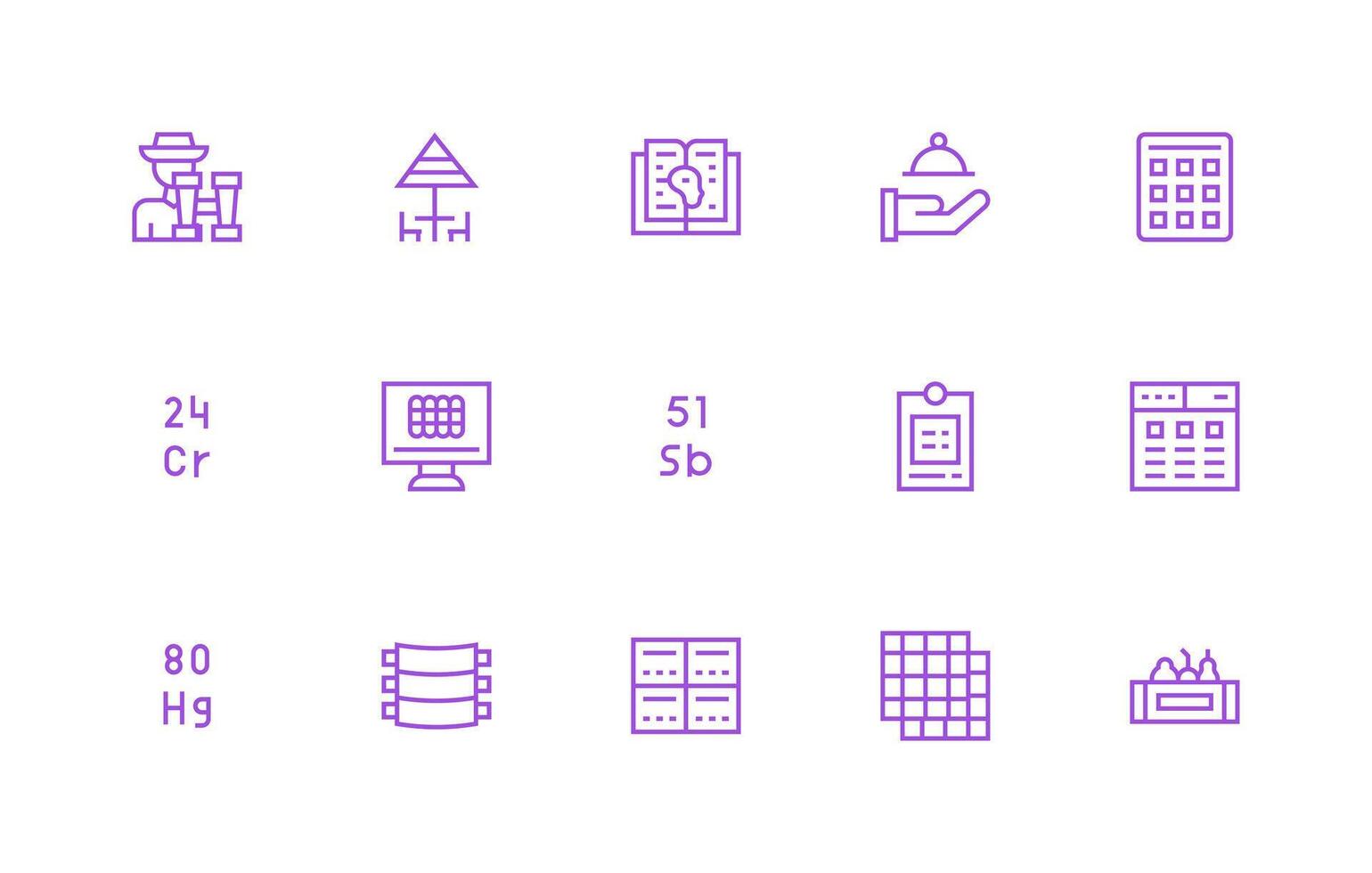 15 Icons for Table in Regular Line Format High-Resolution Icons for Any Platform vector