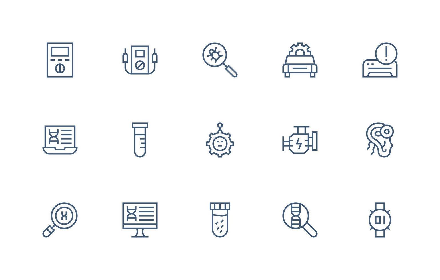 15 Regular Line Icons for Diagnostics Graphics Layout Icon Collection vector