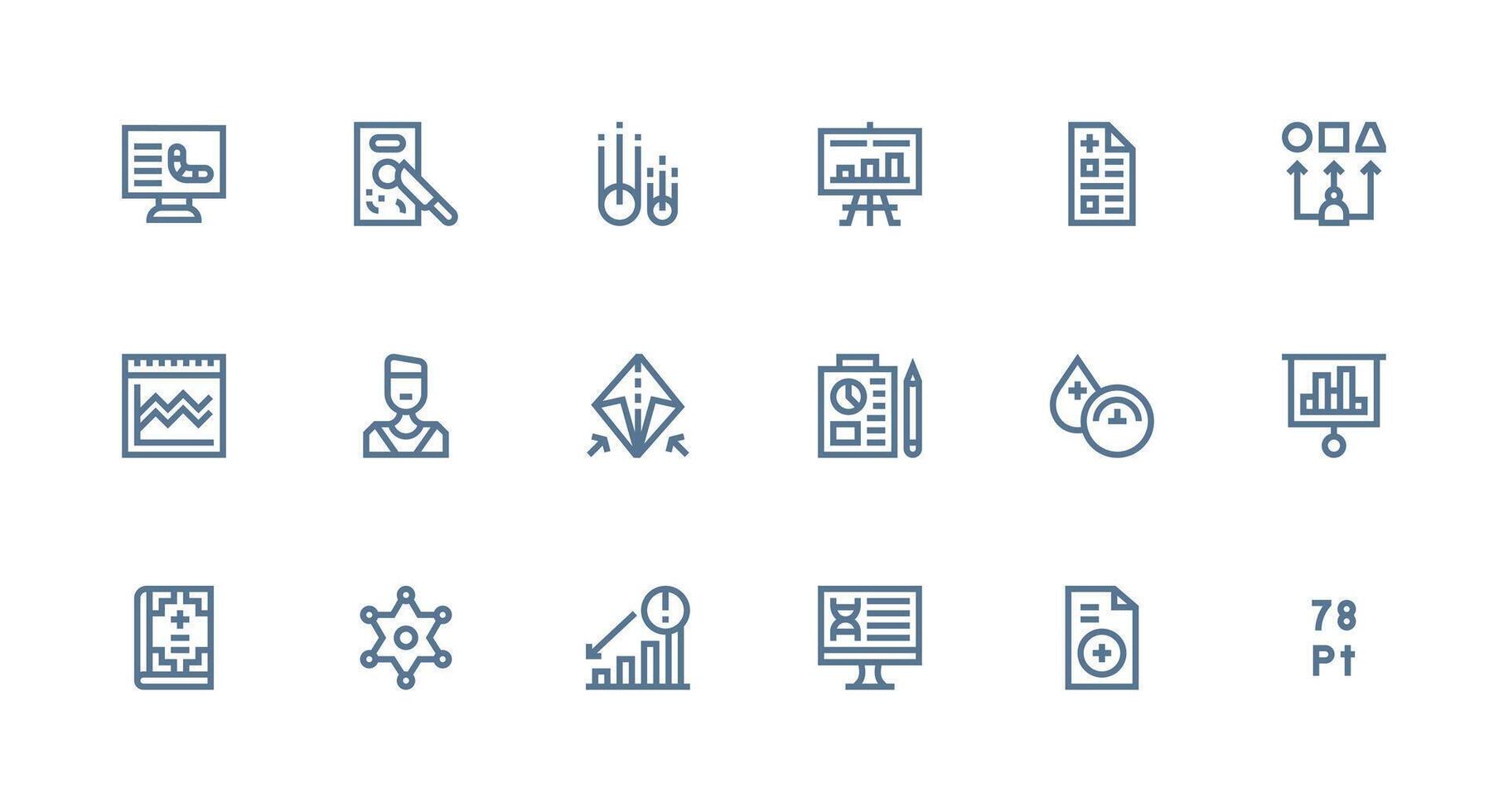 Chart Visual Pack containing 18 Strong Stroke Line Icons Web and App Icon Pack Collection vector