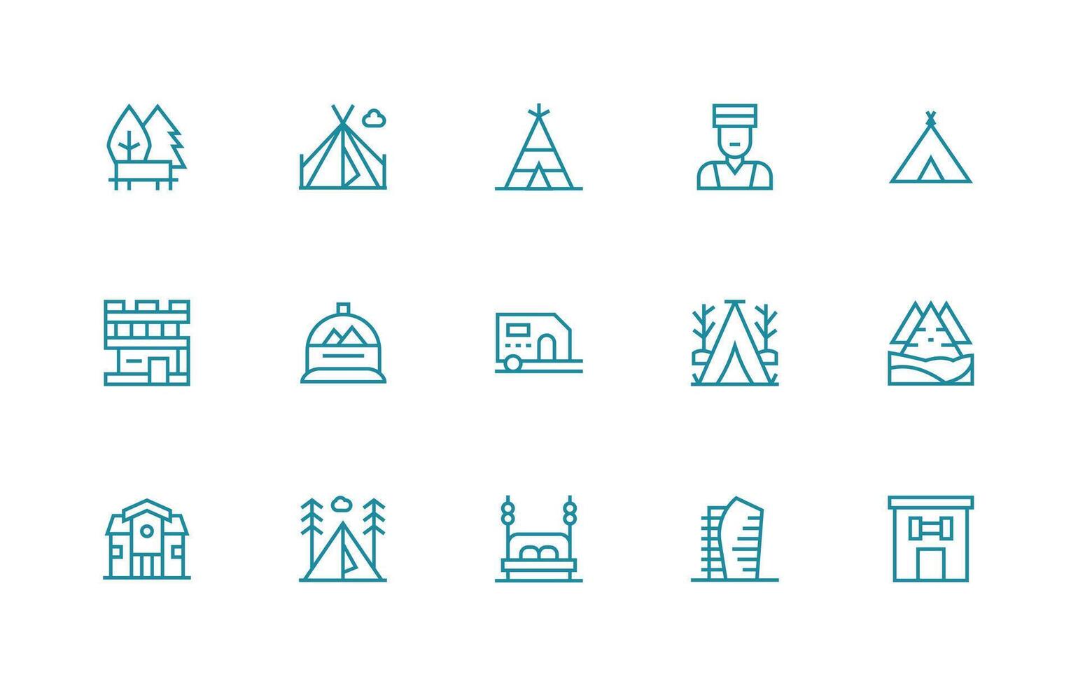 Lodging including 15 Regular Line Illustrations Well-Structured Icons for Creative Use vector