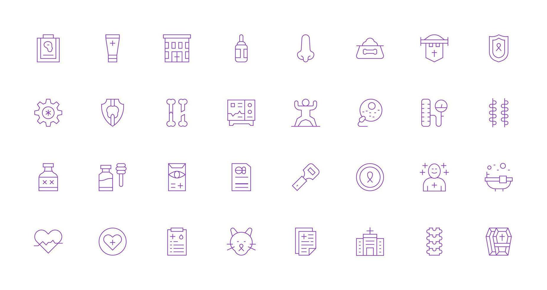 Health Design Icons featuring 32 in Thin Line Style High-Resolution Icons for Any Platform vector