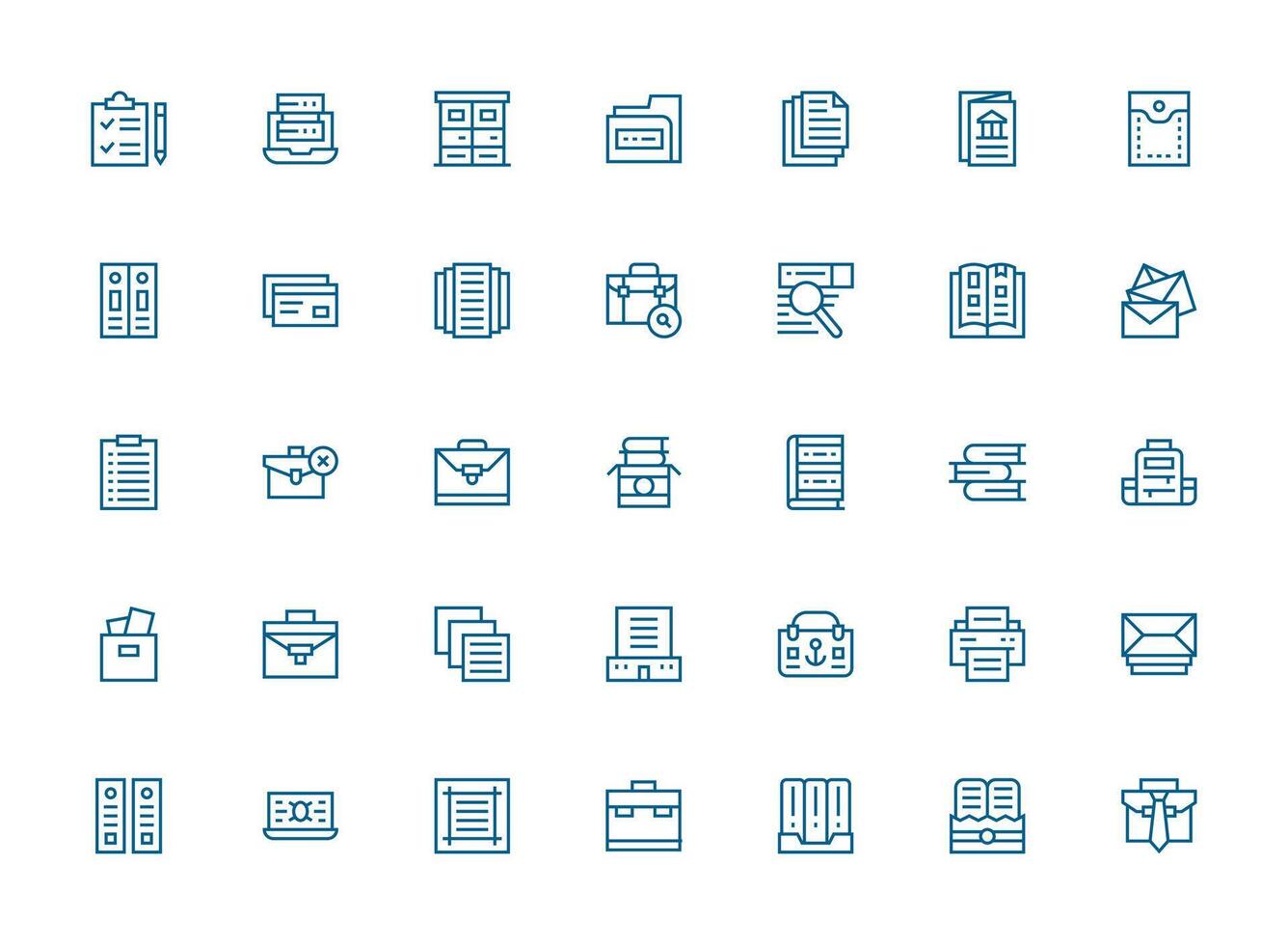 Documents Icon Set with 35 Regular Clean Line Graphics Clean Set for Layout Prototypes vector