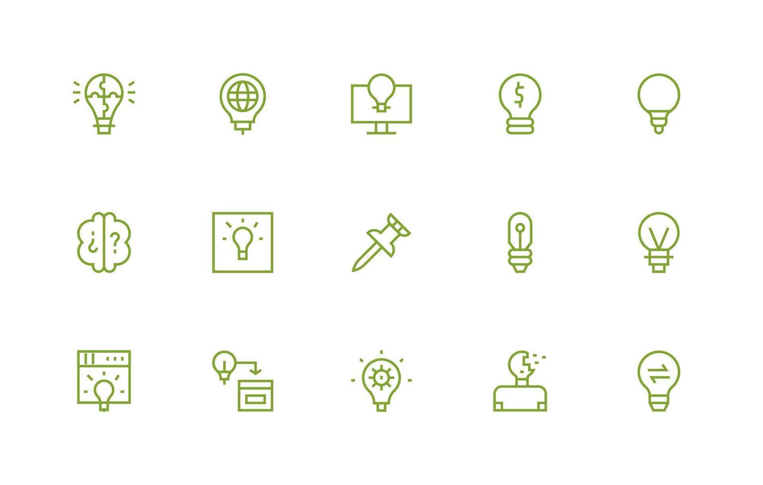 15 Idea Icons in Regular Line Aesthetic Interface Icon Collection vector