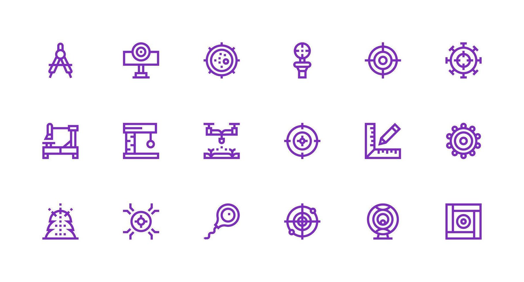 18 Strong Stroke Line Icons for Precision Graphics Essential Icon Collection vector