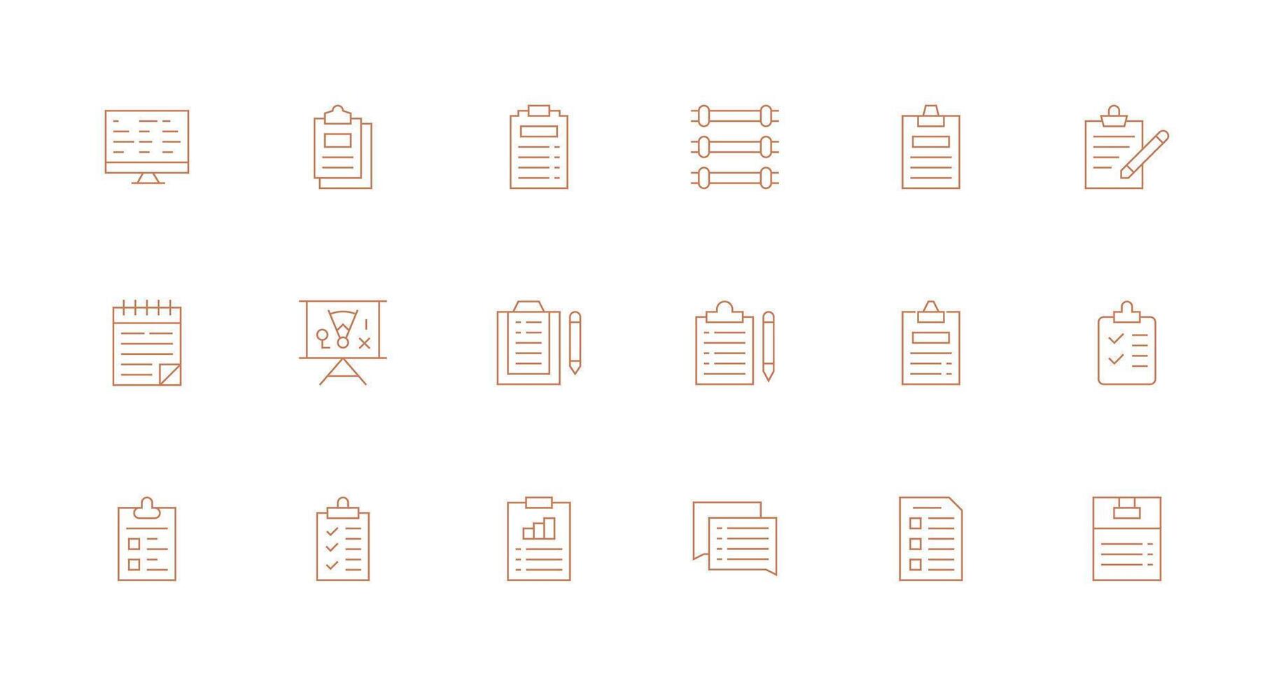 Task List Icon Set with 18 Minimal Line Graphics Clean Set for Layout Prototypes vector