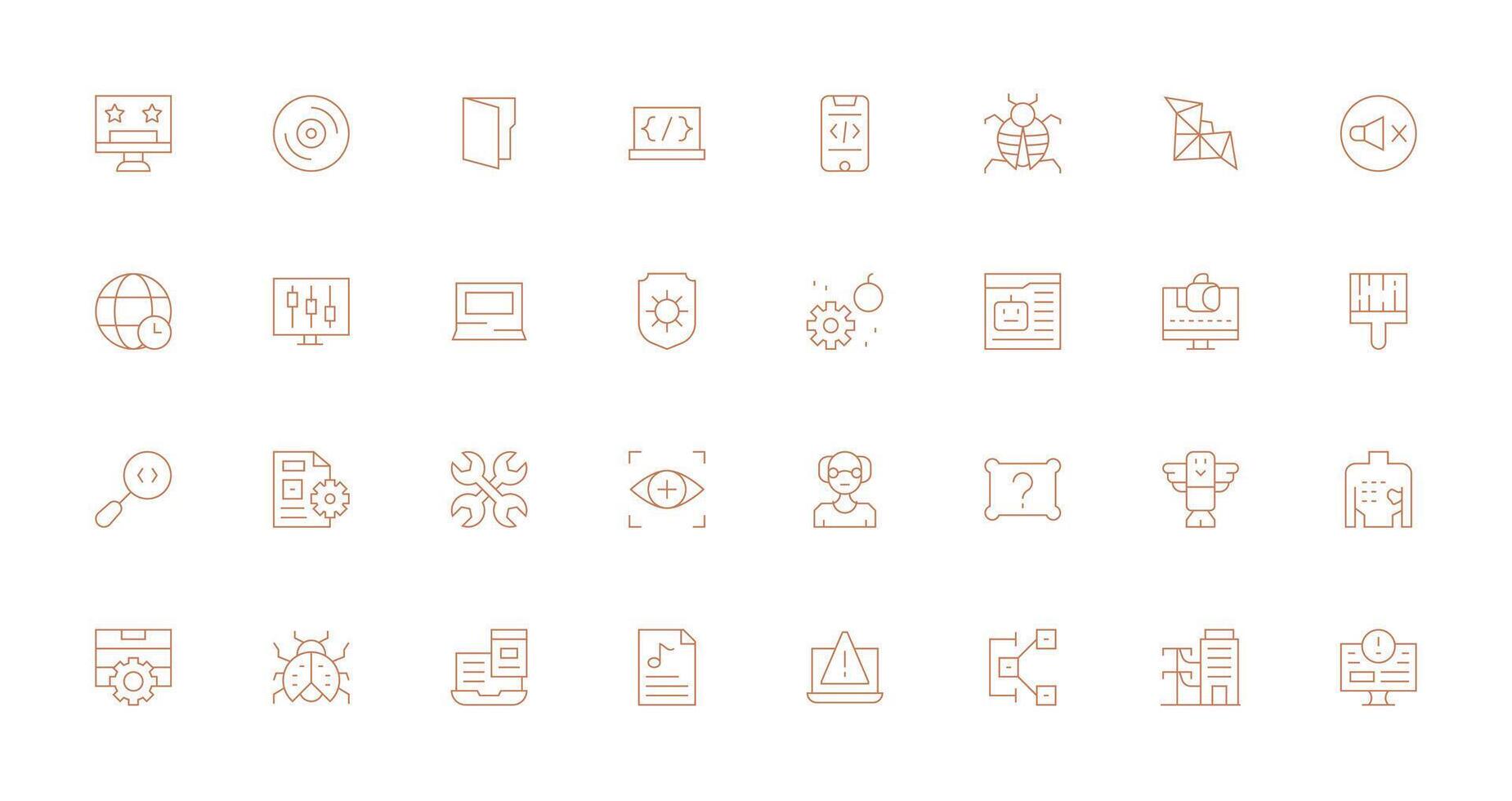 Software Icon Set with 32 Thin Line Graphics Compact Icon Set vector