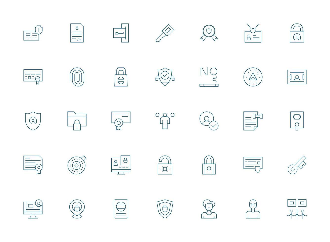 35 Icons for Authentication in Light Line Format Design Ready Icon Set for Teams vector