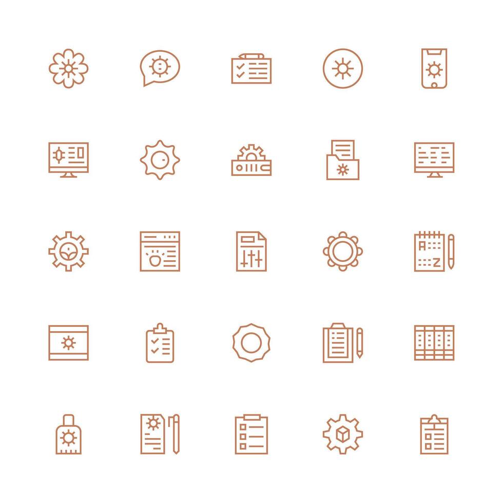 Manage featuring 25 Icons in Medium Stroke Outline Design UI and UX Focused Icon Collection vector