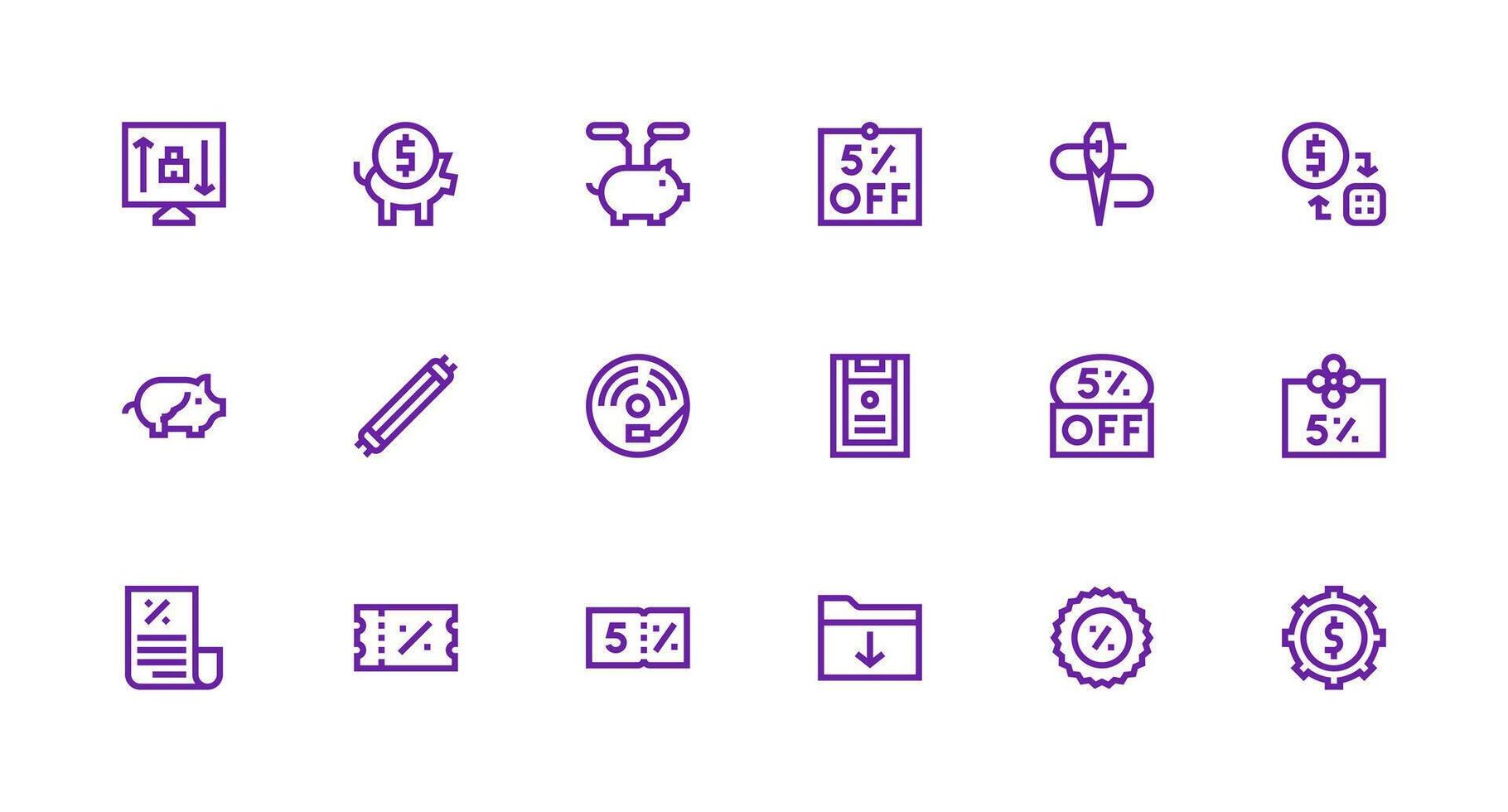 Saving Design Icons featuring 18 in Strong Stroke Line Style Interface Icon Collection for Daily Projects vector