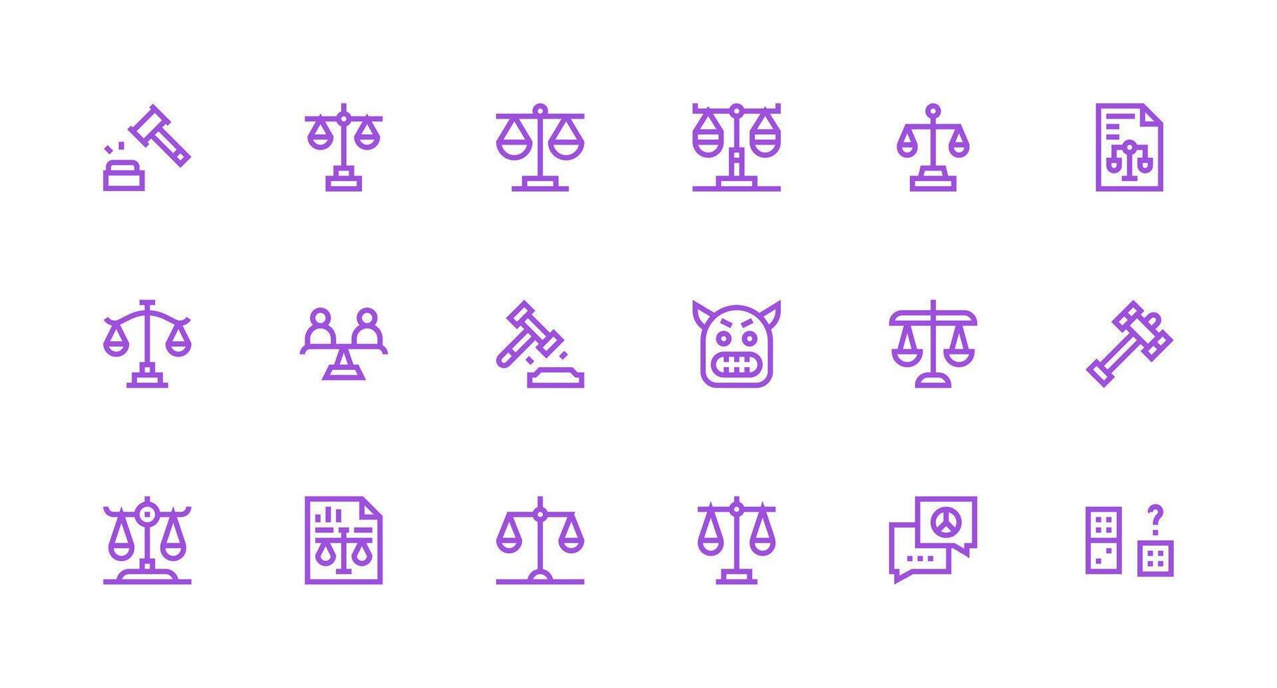 18 Strong Stroke Line Vectors for Dispute Theme Balanced Icon Set for Functional Design
