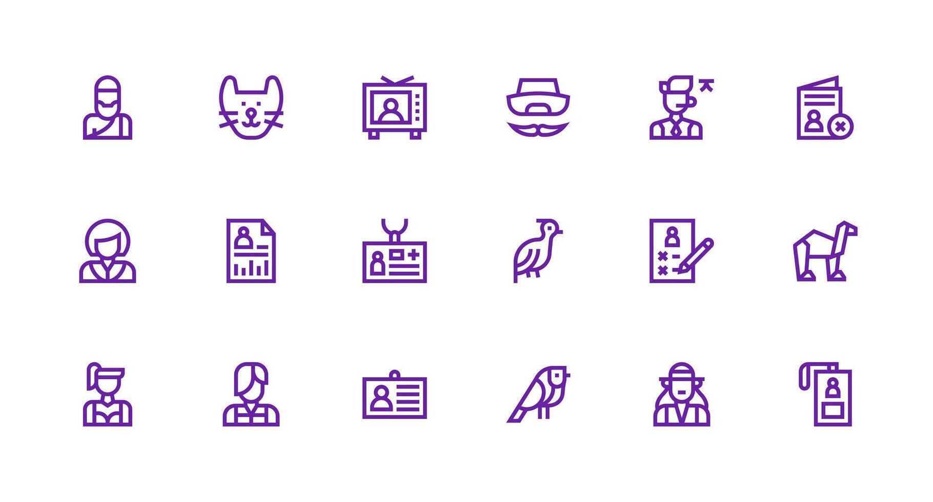 18 Strong Stroke Line Vectors for Profile Theme Flexible Icon System for Web Interfaces